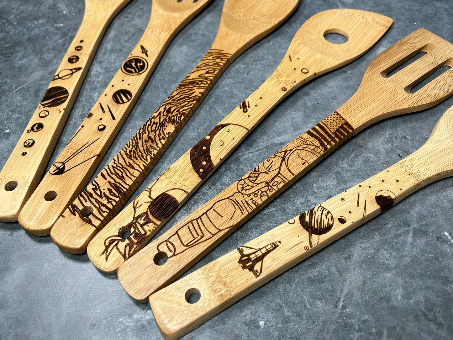Outer Space Wood Burned Spoons