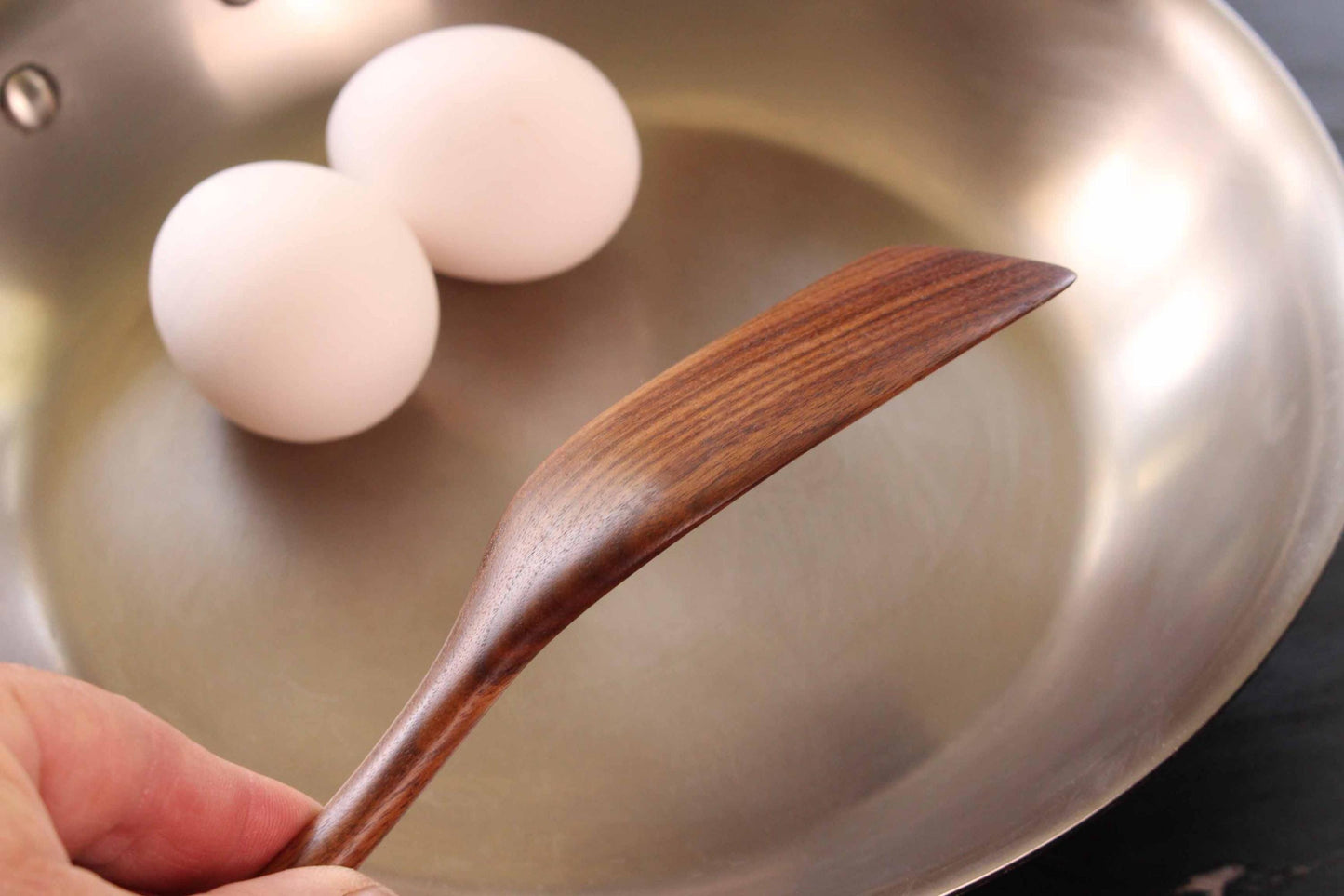 Handmade treenware wooden micro spatula in Walnut