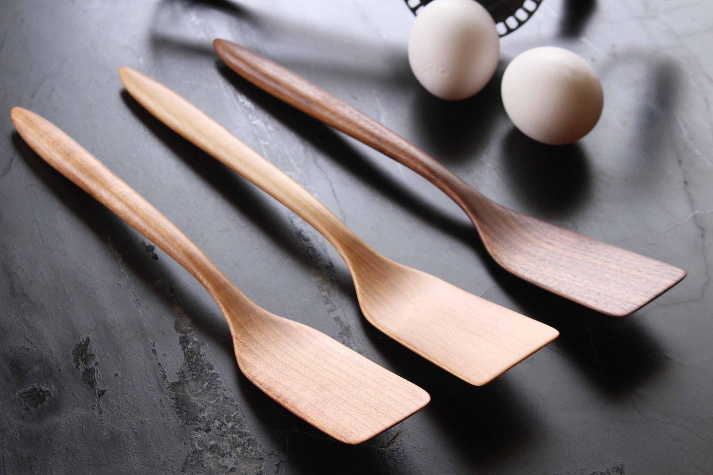 Handmade treenware wooden micro spatula in Walnut
