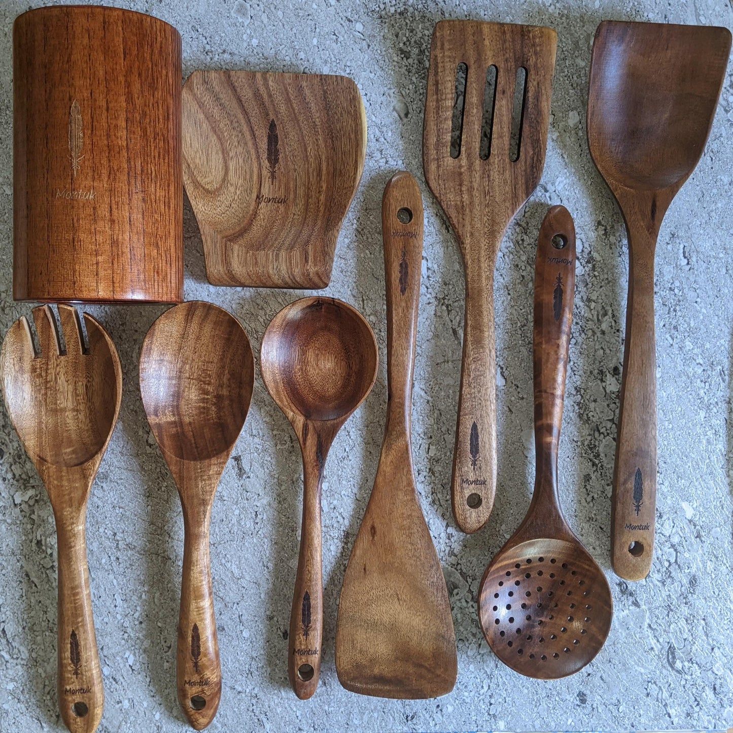 Natural Teak Wood Cooking Utensils Set for Kitchen