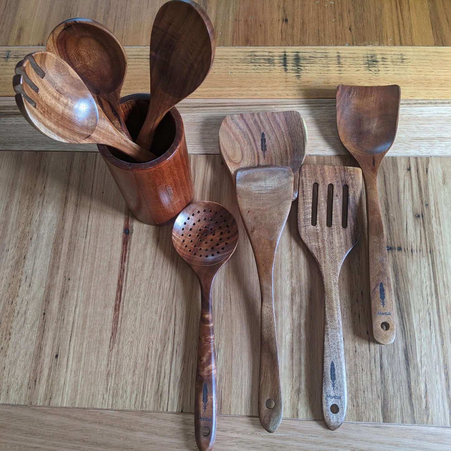 Natural Teak Wood Cooking Utensils Set for Kitchen