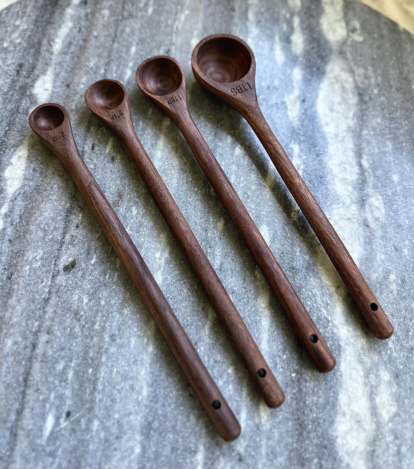 Walnut Handmade Wood Measuring Spoons
