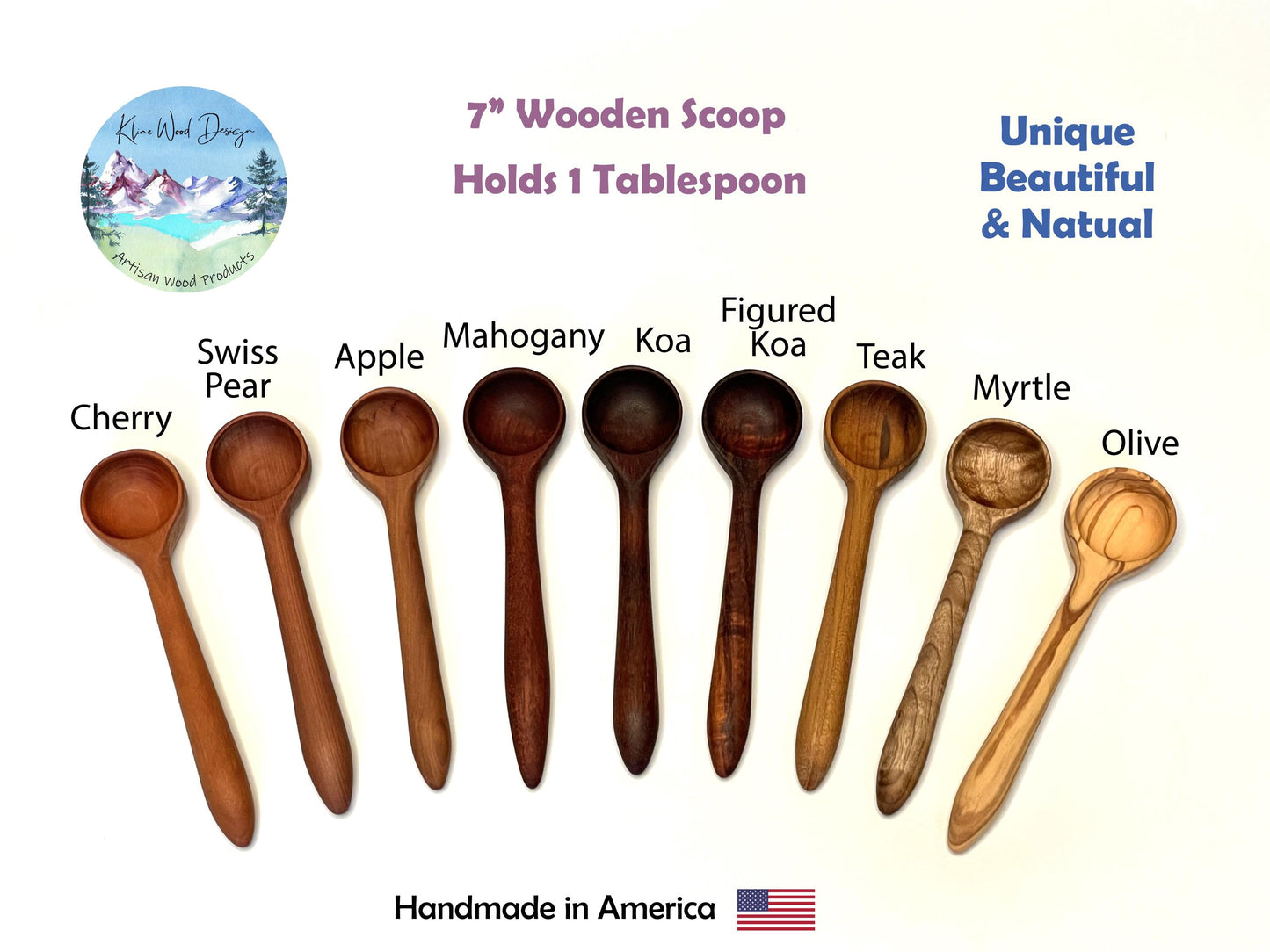 Handmade Wooden Scoop Tablespoon Coffee Herbs