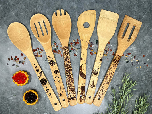 Outer Space Wood Burned Spoons