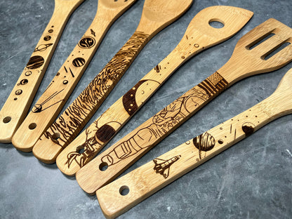 Outer Space Wood Burned Spoons