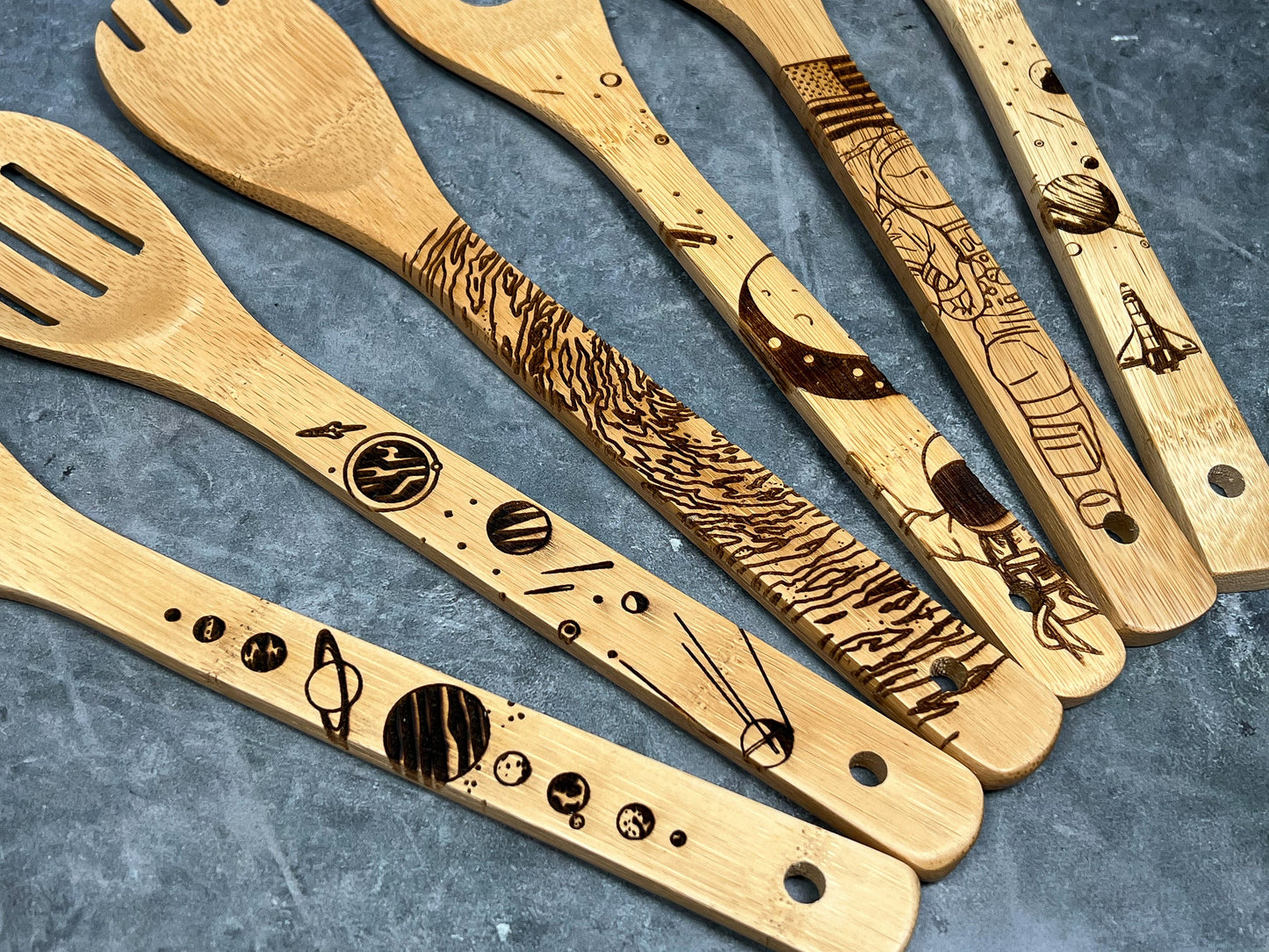 Outer Space Wood Burned Spoons