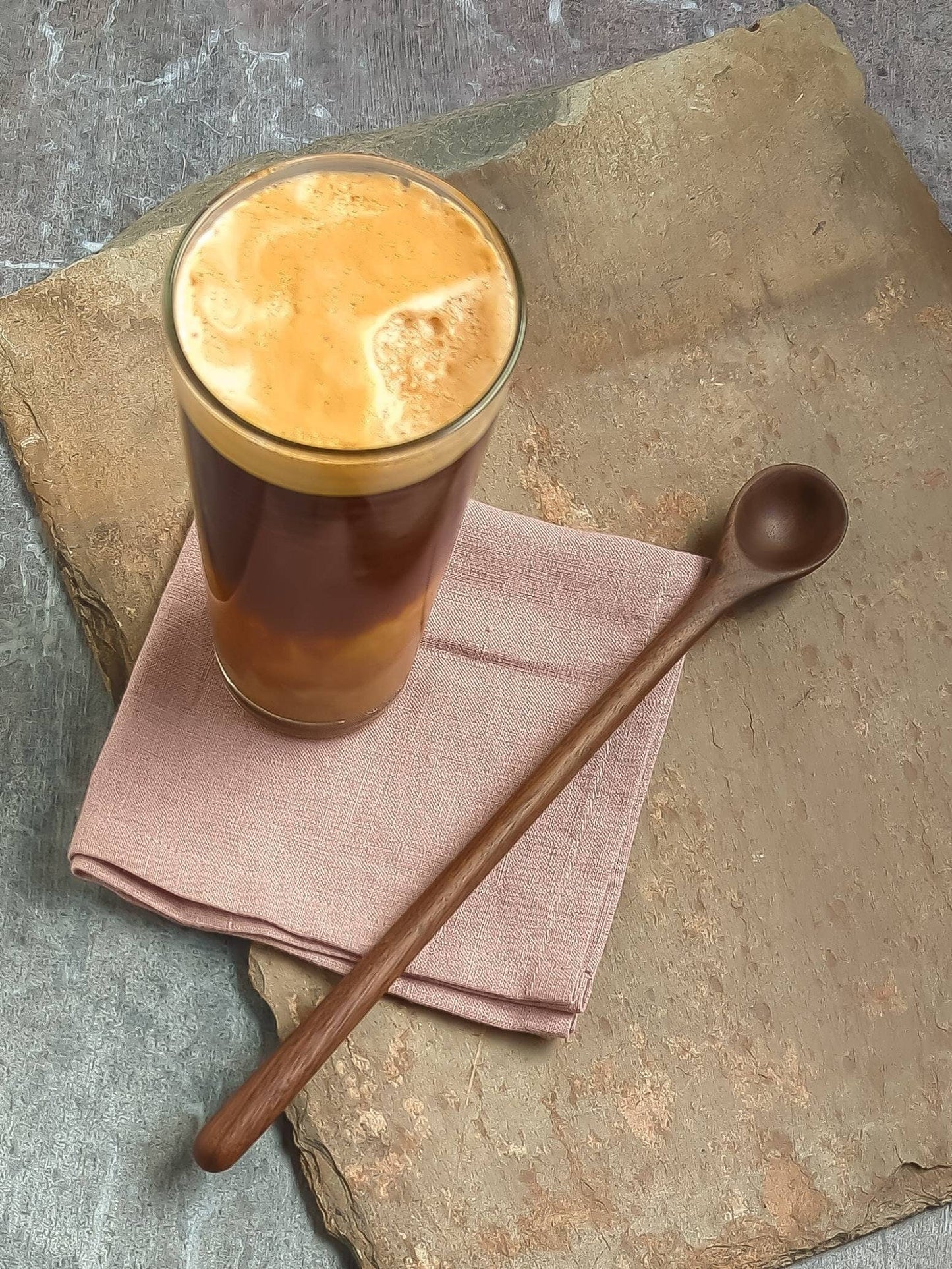 Handcarved Skinny Walnut Wood Bar Spoon