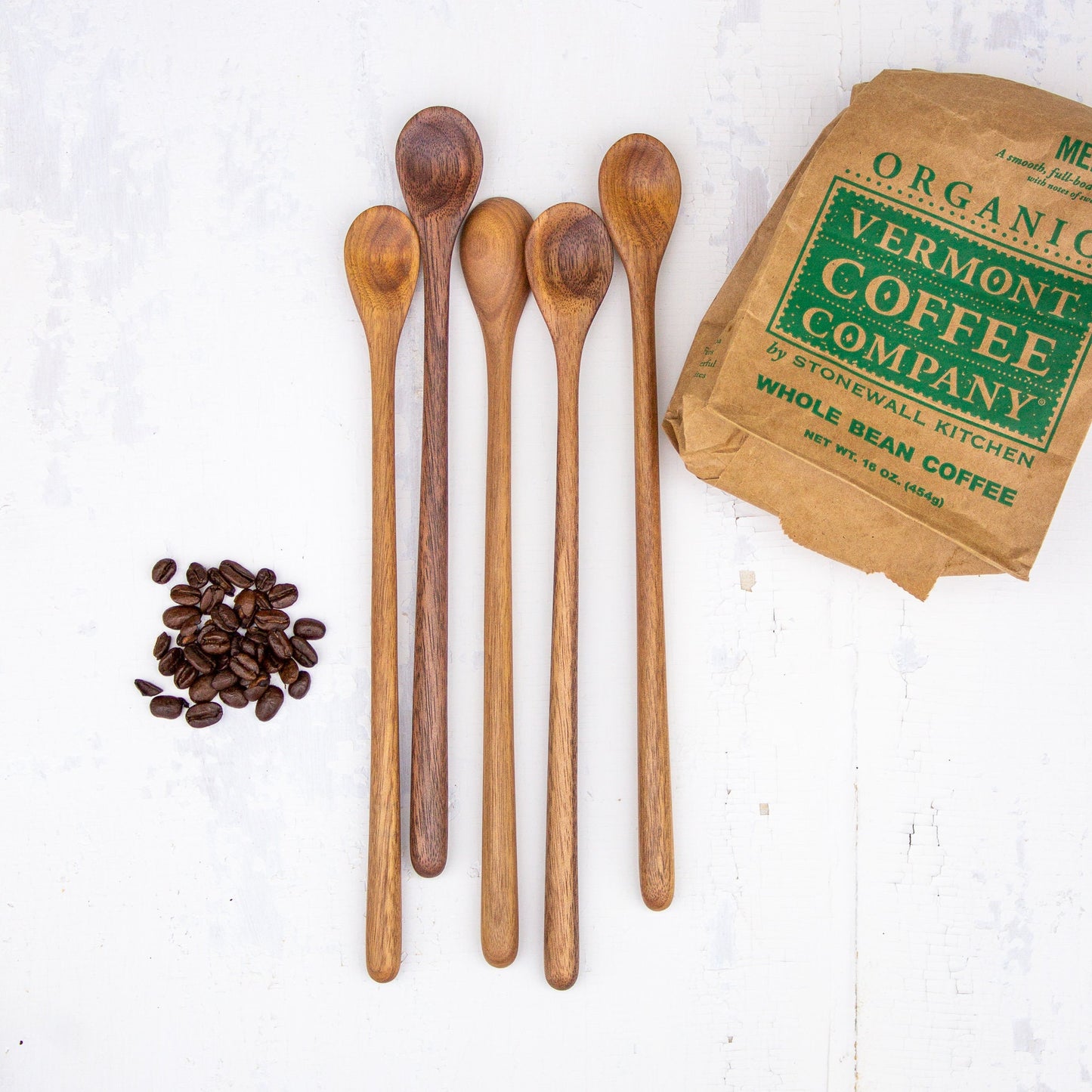 Handcarved Skinny Walnut Wood Bar Spoon
