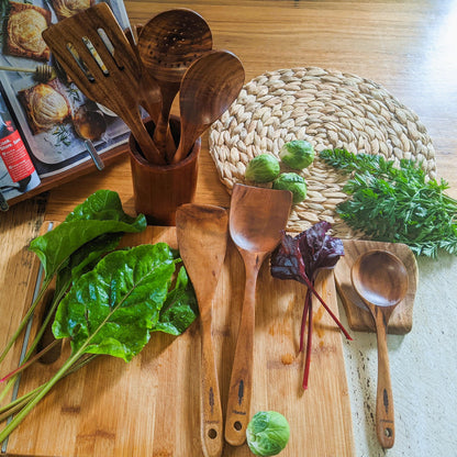 Natural Teak Wood Cooking Utensils Set for Kitchen