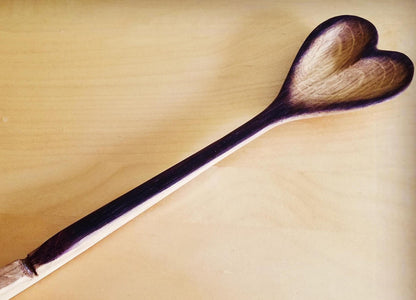Hand Carved Heart Shaped Wine Barrel Stave Spoon