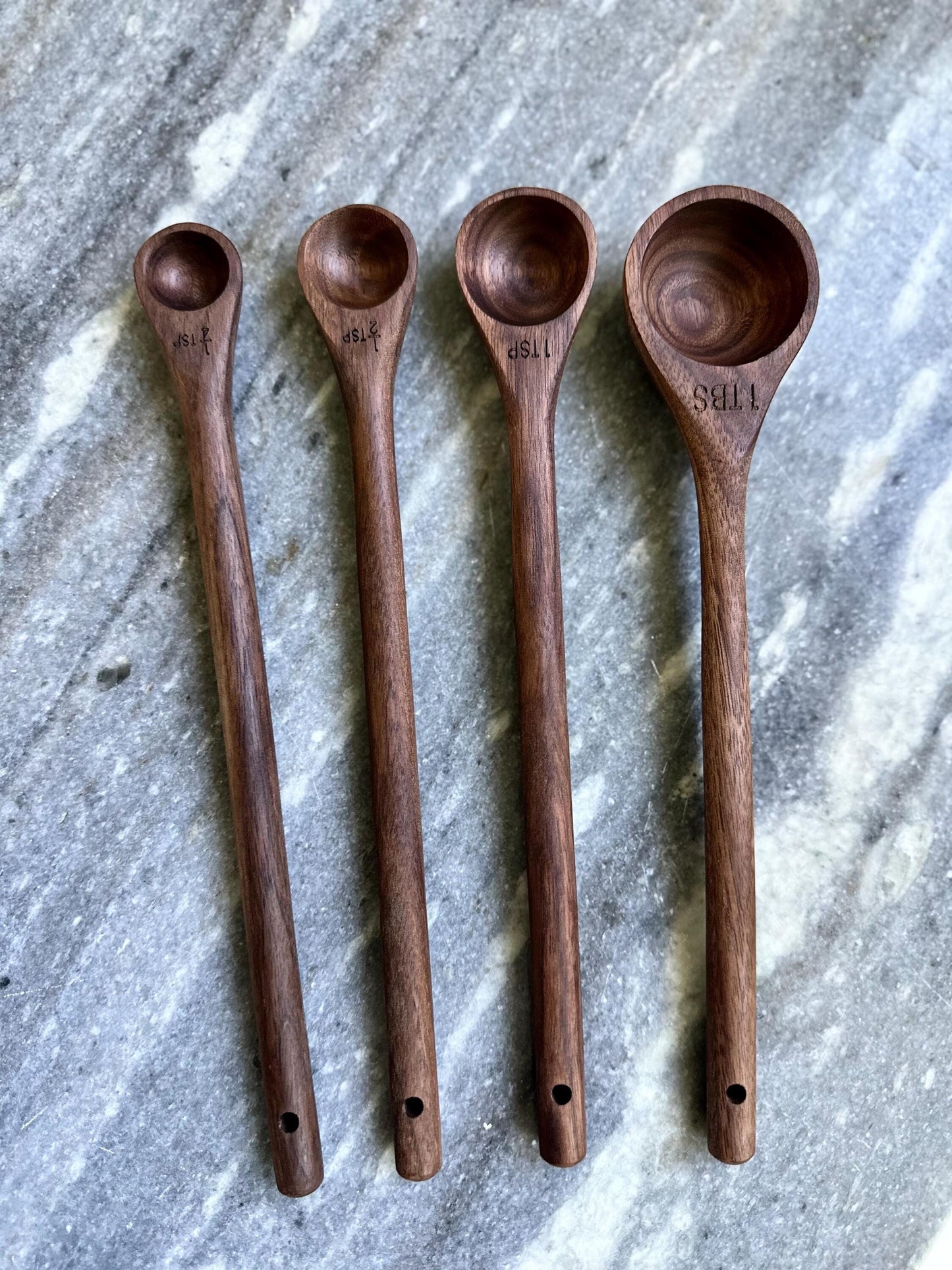 Walnut Handmade Wood Measuring Spoons