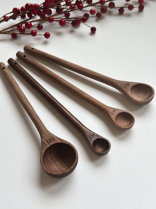Walnut Handmade Wood Measuring Spoons