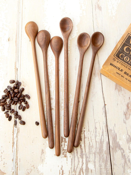 Handcarved Skinny Walnut Wood Bar Spoon