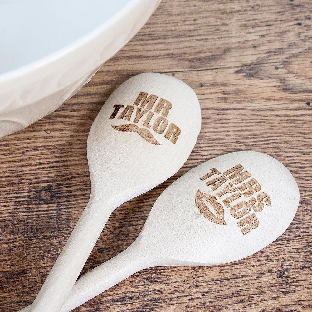 Personalised Couples Twin Wooden Spoons